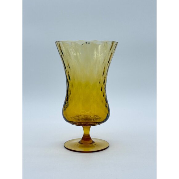 Vintage Empoli Diamond Optic Footed Pedestal Vase Retro Italian Blown Glass - Picture 4 of 10